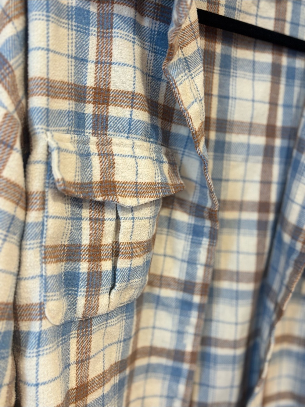 Altar'd State Blue Brown Plaid Flannel Oversized Shacket Women's Small - Picture 6 of 7